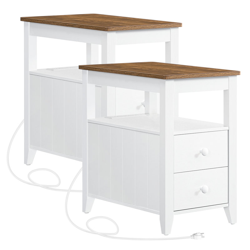 New Furniture, 23.6'' Tall deals End Table with Storage and Built-In Outlets